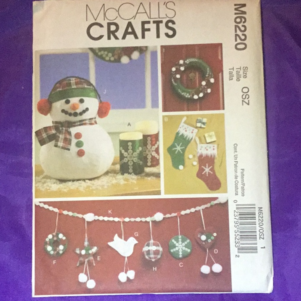 Patterns 3/$10 McCall’s 6220 crafts.